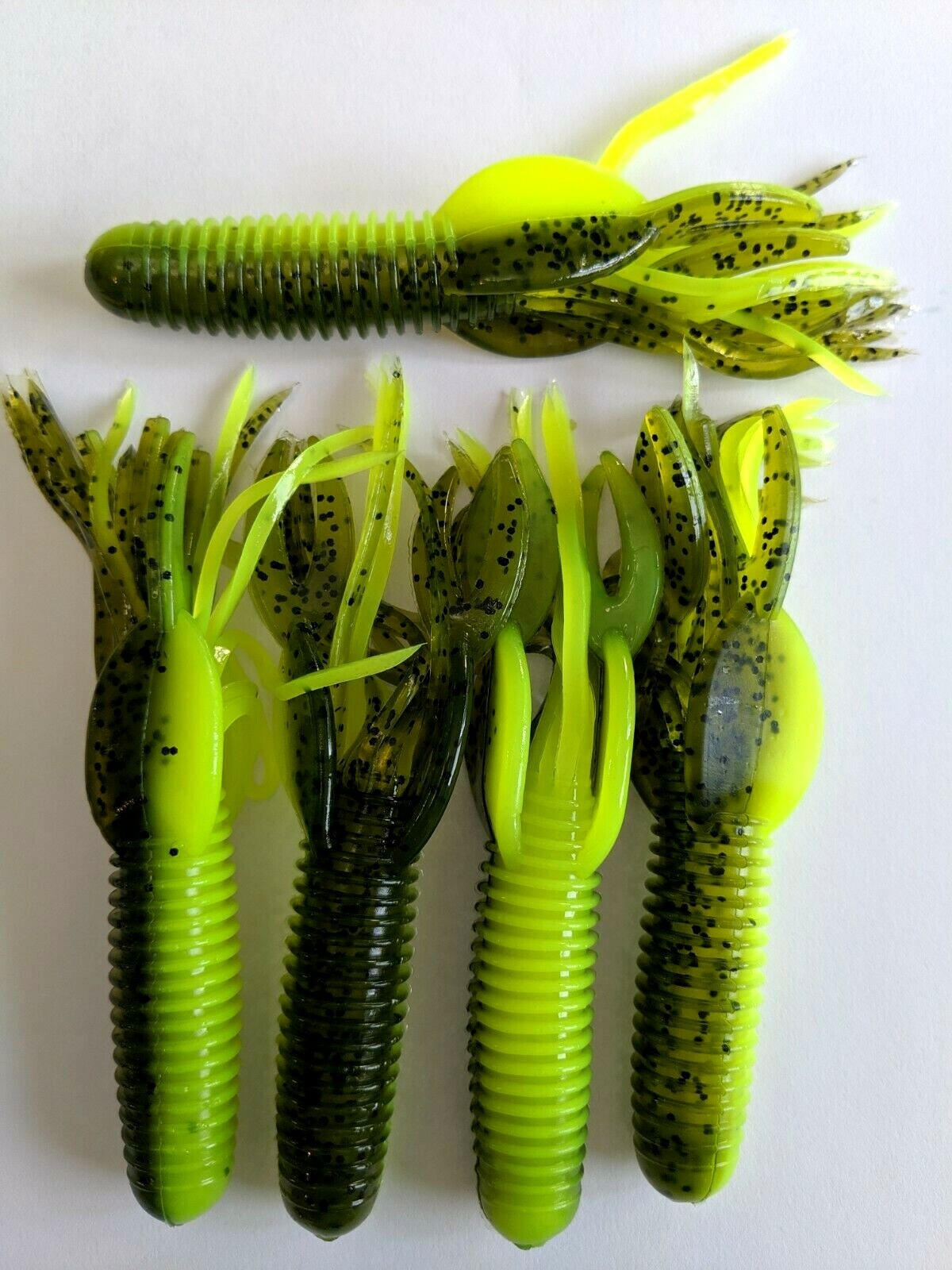 48 Pack 4-Inch Craw Tube Soft Plastic Baits Watermelon Chartreuse Fish Lures - Lake Fork Style