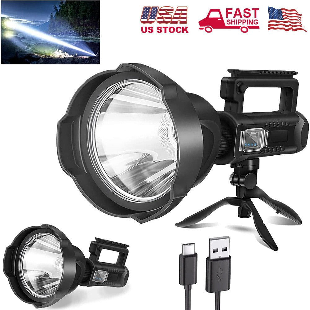 Rechargeable LED Searchlight Flashlight 1000 Lumens Portable Handheld Spotlight