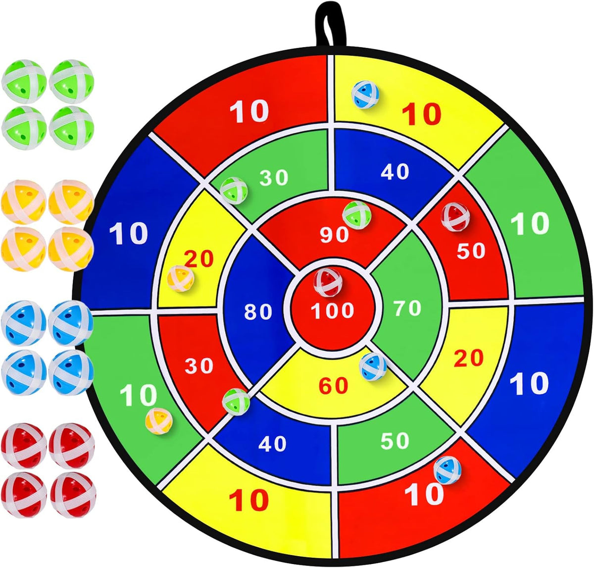 Kids 29-Inch Dart Board Game Set with 16 Sticky Balls - Indoor/Outdoor Fun