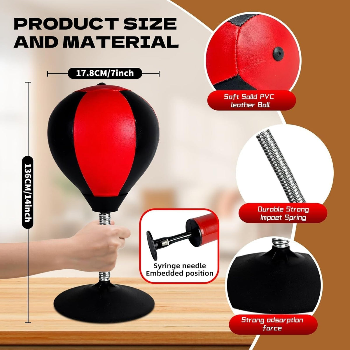 Desktop Punching Ball Stress Relief Toy with Suction Cup Base for Office & Home