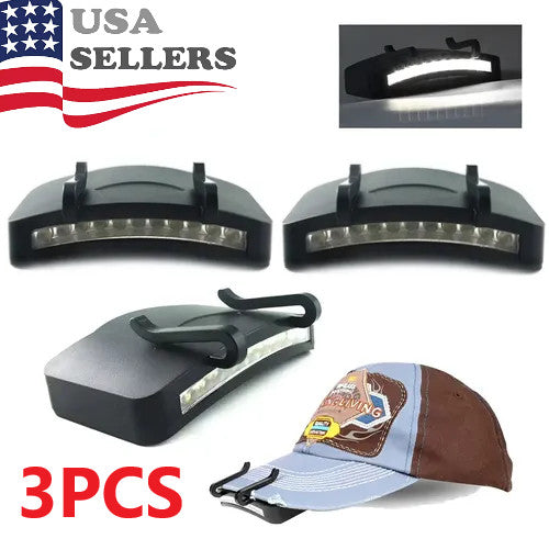 3 Pack LED Clip-On Cap Lights for Camping Fishing and Outdoor Activities