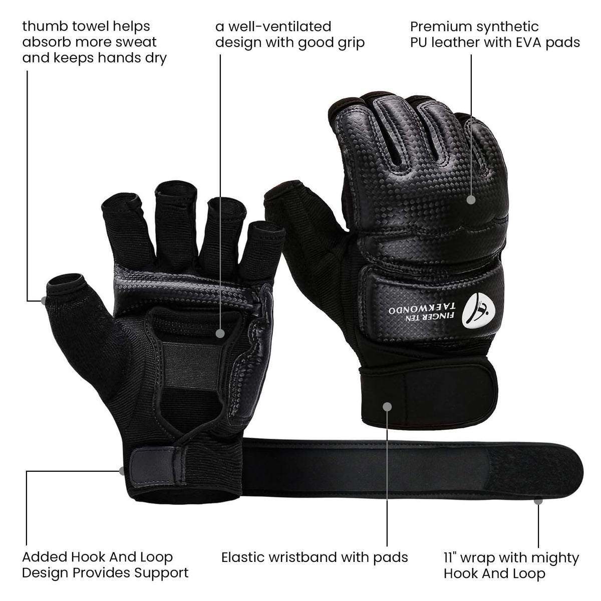 Taekwondo Sparring Gear Hand & Foot Protectors - Small Black