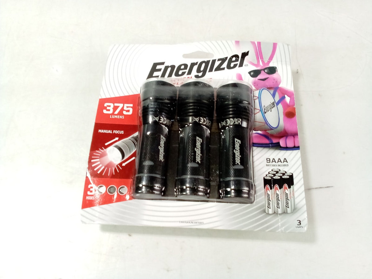 Energizer Metal Tactical Flashlights Pack of 3 - 375 Lumens, 3 Modes