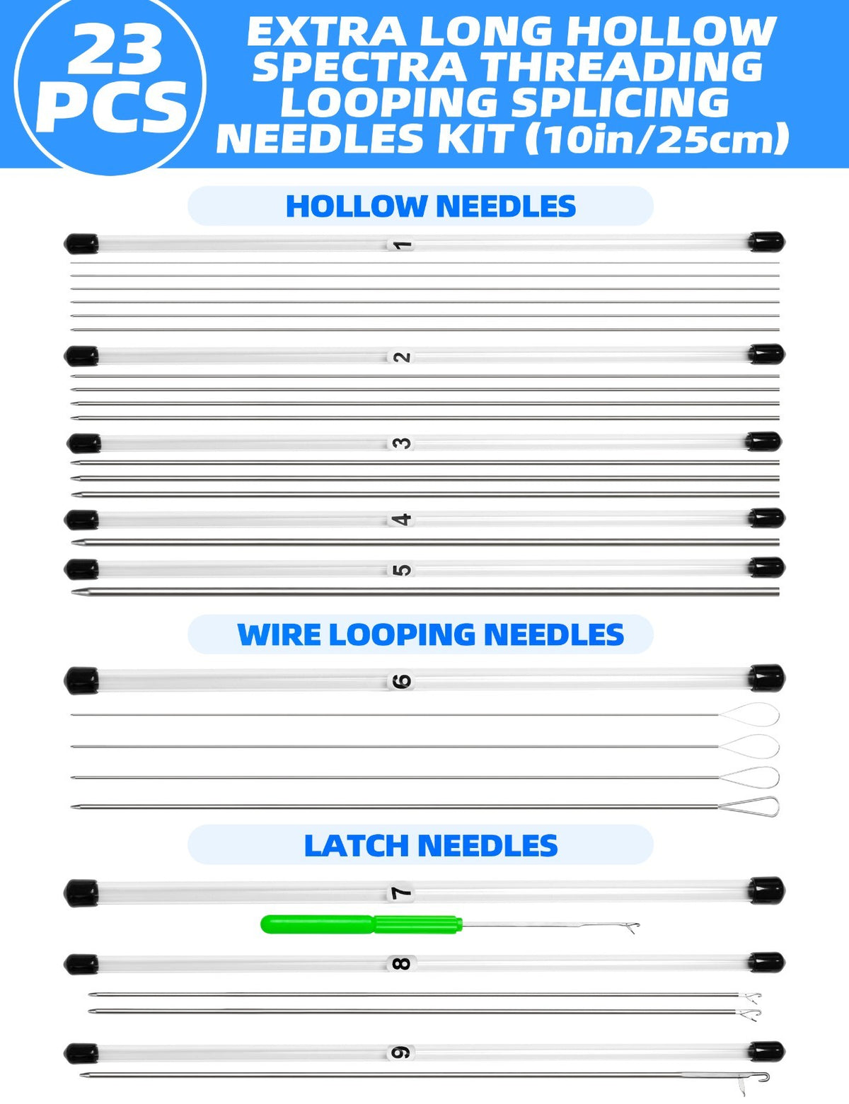 Spectra Threading & Splicing Needle Kit 21pcs for Line Splicing and Rigging