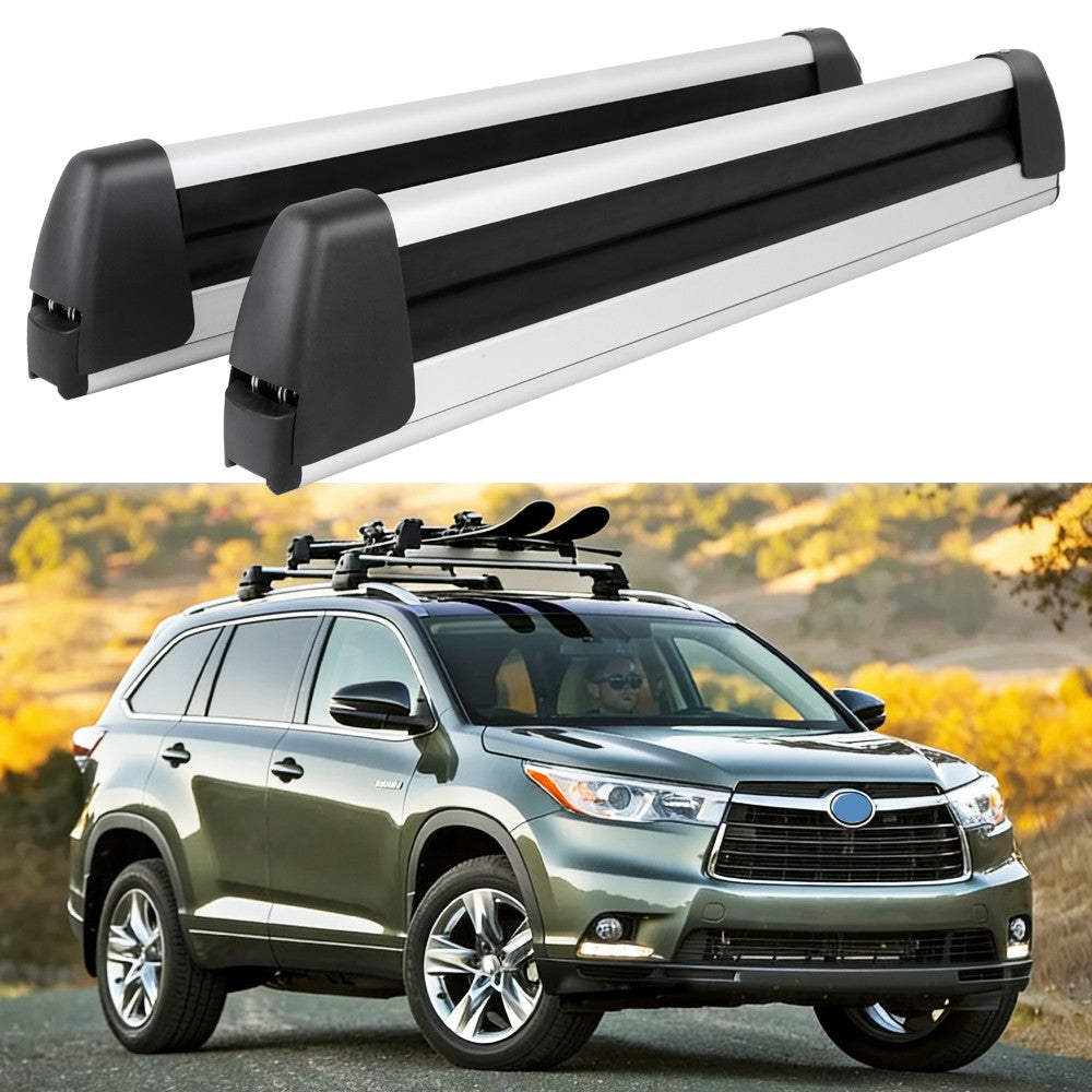 2PCS Snowboard Ski Roof Rack Car Carriers with Lock for Toyota Highlander