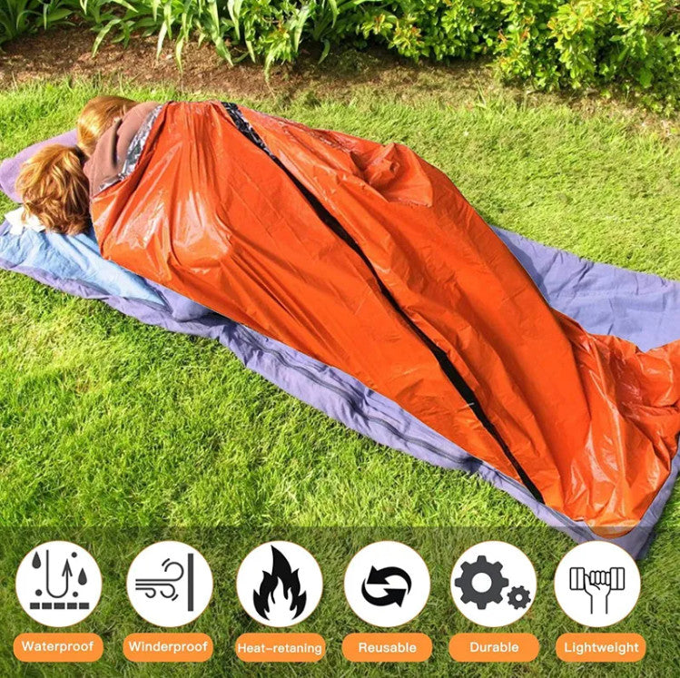 2-Pack Emergency Thermal Waterproof Sleeping Bags for Outdoor Survival