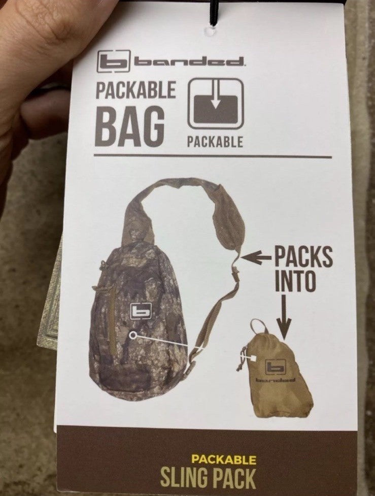 Packable Camo Sling Backpack for Hunting Mossy Oak Bottomland Nano