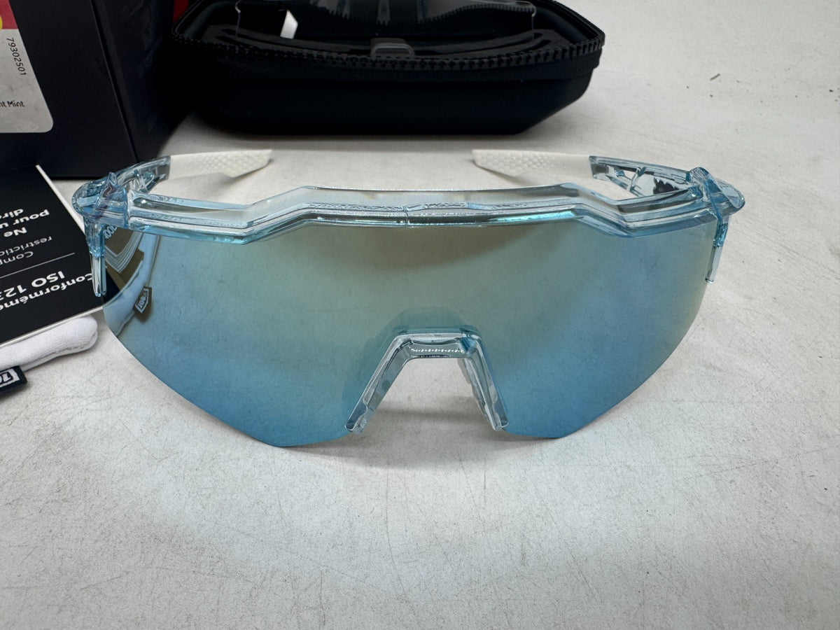 Kids Sport Sunglasses with HD UV Protection - Polished Translucent Mint & Blue Topaz Mirror Lenses