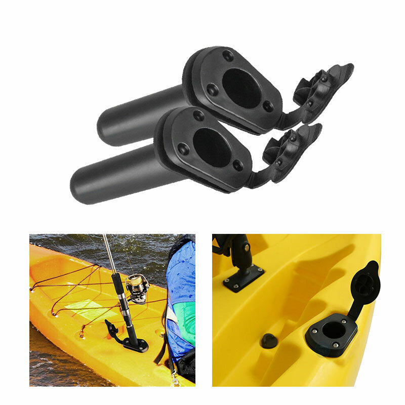 2 Pack Kayak Fishing Rod Holders with Cap Cover - Durable Mounting Brackets