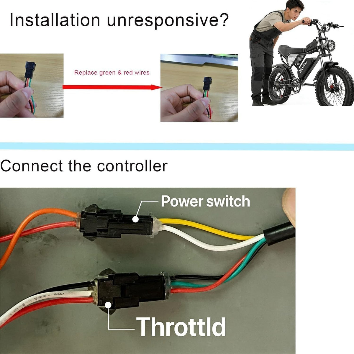 Universal 22mm E-Bike Throttle with 2 Keys Waterproof Handlebar Control