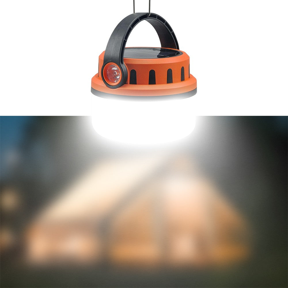 Rechargeable LED Camping Lantern with Solar Power, Waterproof & 4 Lighting Modes