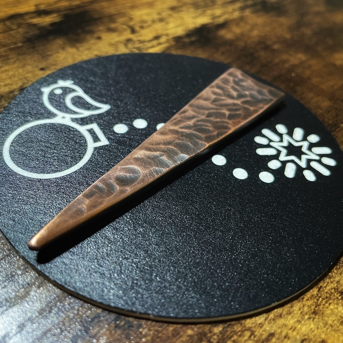 Hand Made Copper Divot Repair Tool - Aged Hammered Golf Pitch Mark Repair