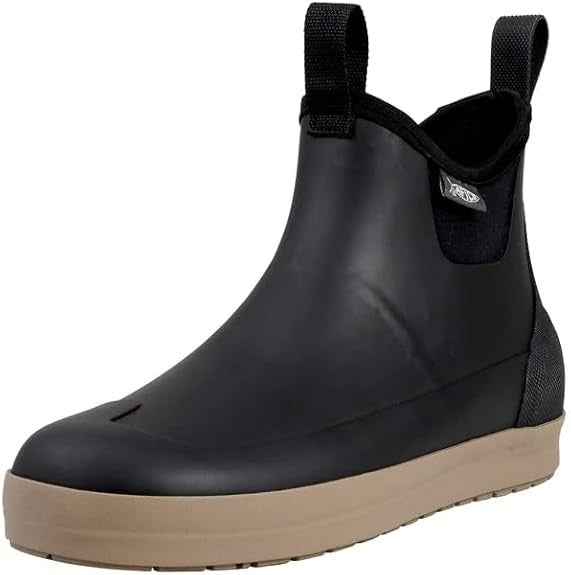 Men's Waterproof Deck Fishing Boots - Ankle High, Non-Slip, Black, Size 11