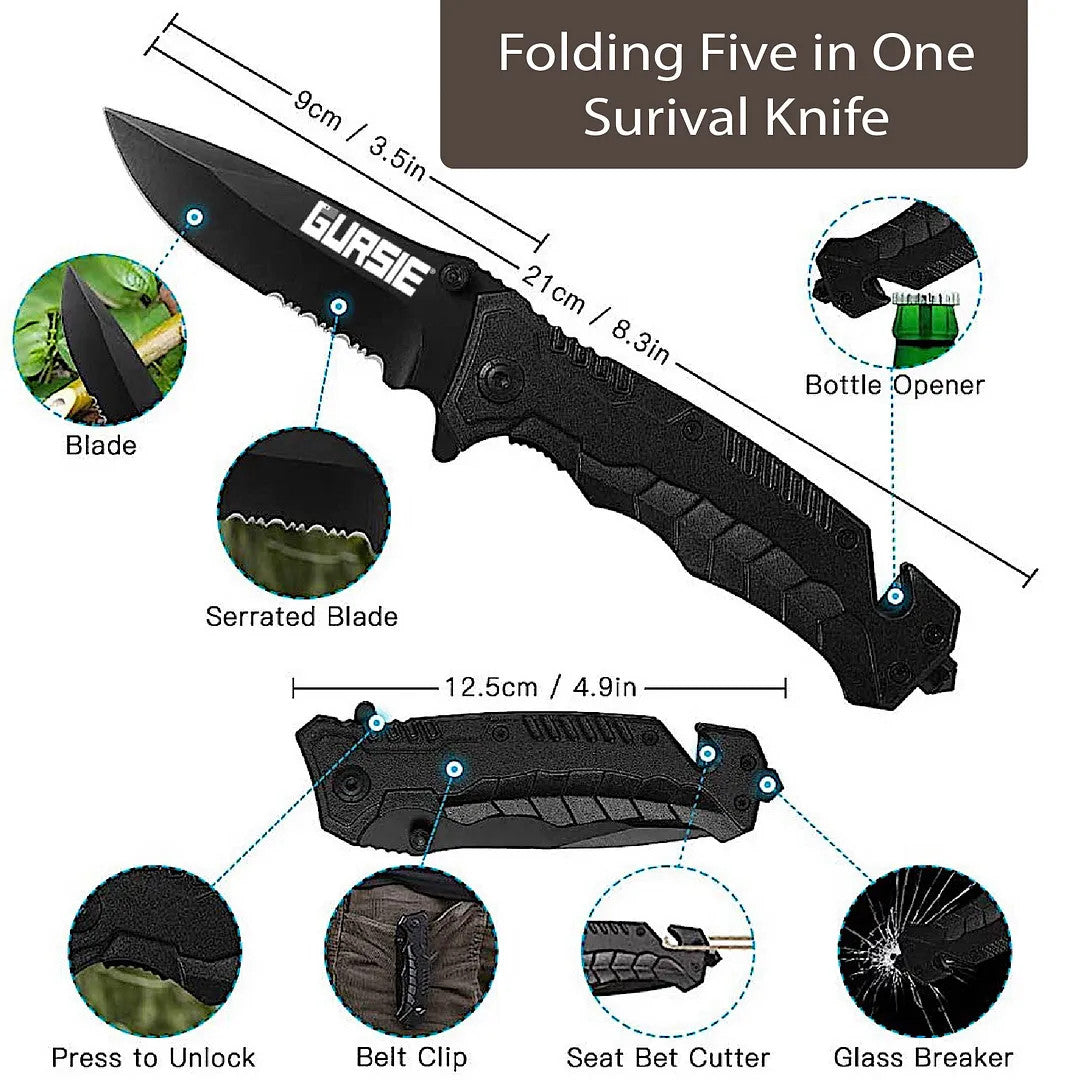 Men's Tactical Survival Gear Kit - Emergency Camping Hiking Travel Equipment