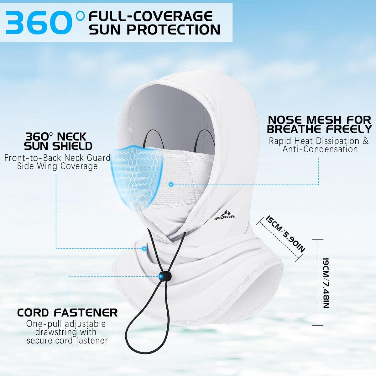 UV Protection Breathable Balaclava Face Mask for Outdoor Sports White