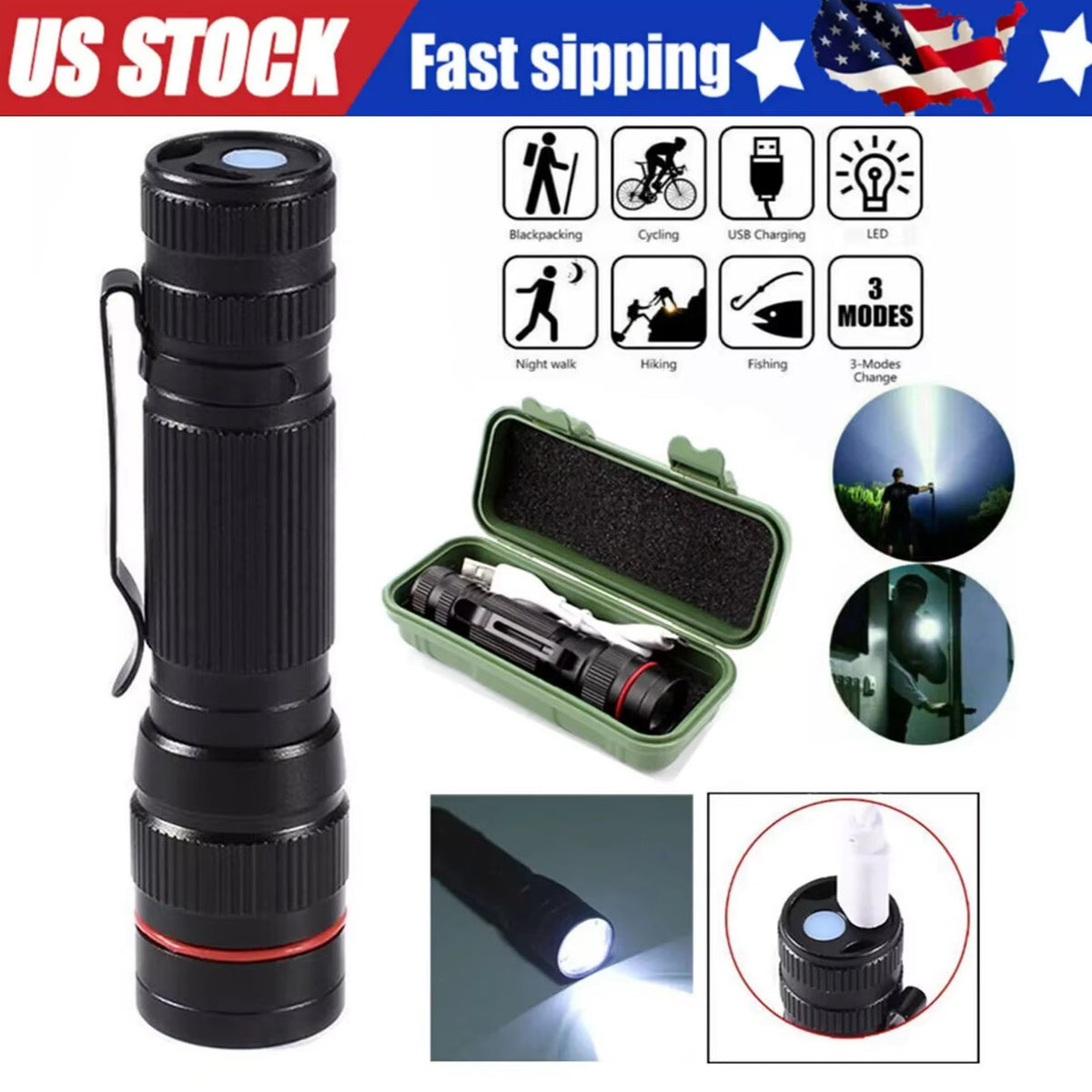 Mini LED Flashlight Rechargeable 35000000 Lumens Portable Handheld Torch