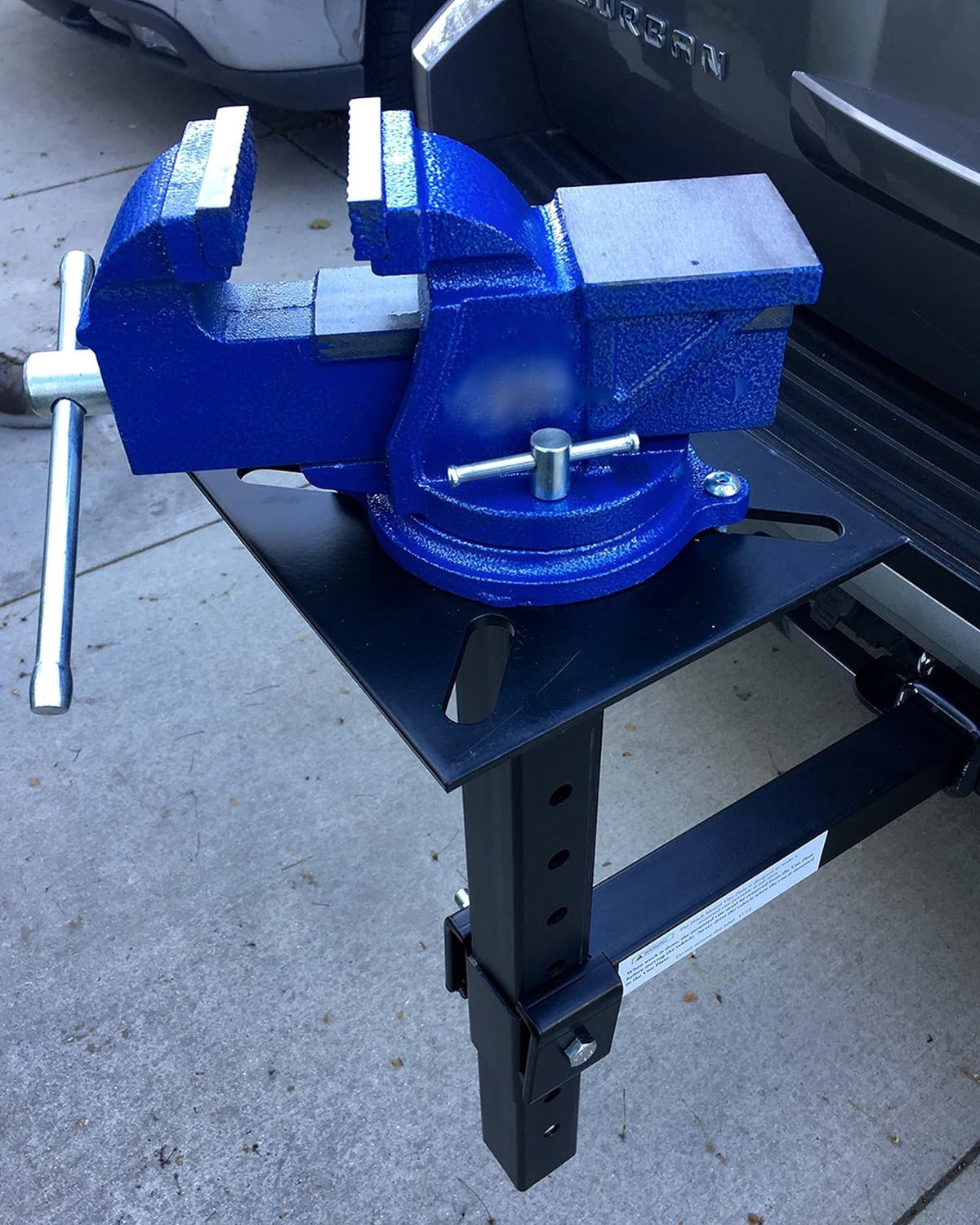 Heavy-Duty Hitch Mount Vise Plate Holder with Adjustable Height for 2-Inch Receivers