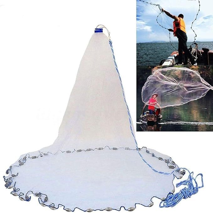 5FT Casting Net for Fishing Bait - Easy Throw Strong Mesh 3/8in
