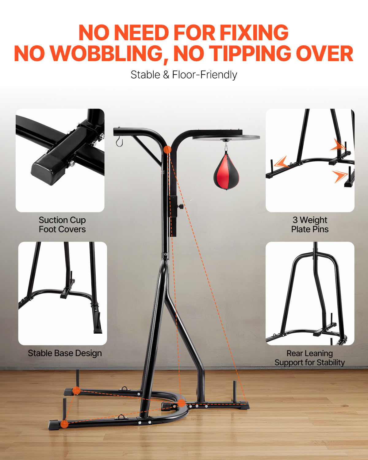 Heavy Duty Punching Bag Stand with Steel Frame for Boxing & Fitness