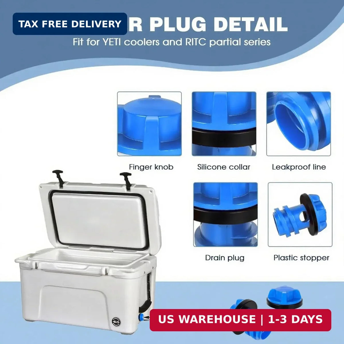 Leak-Proof Cooler Drain Plug Replacement 2 Pack for Yeti RTIC Tundra