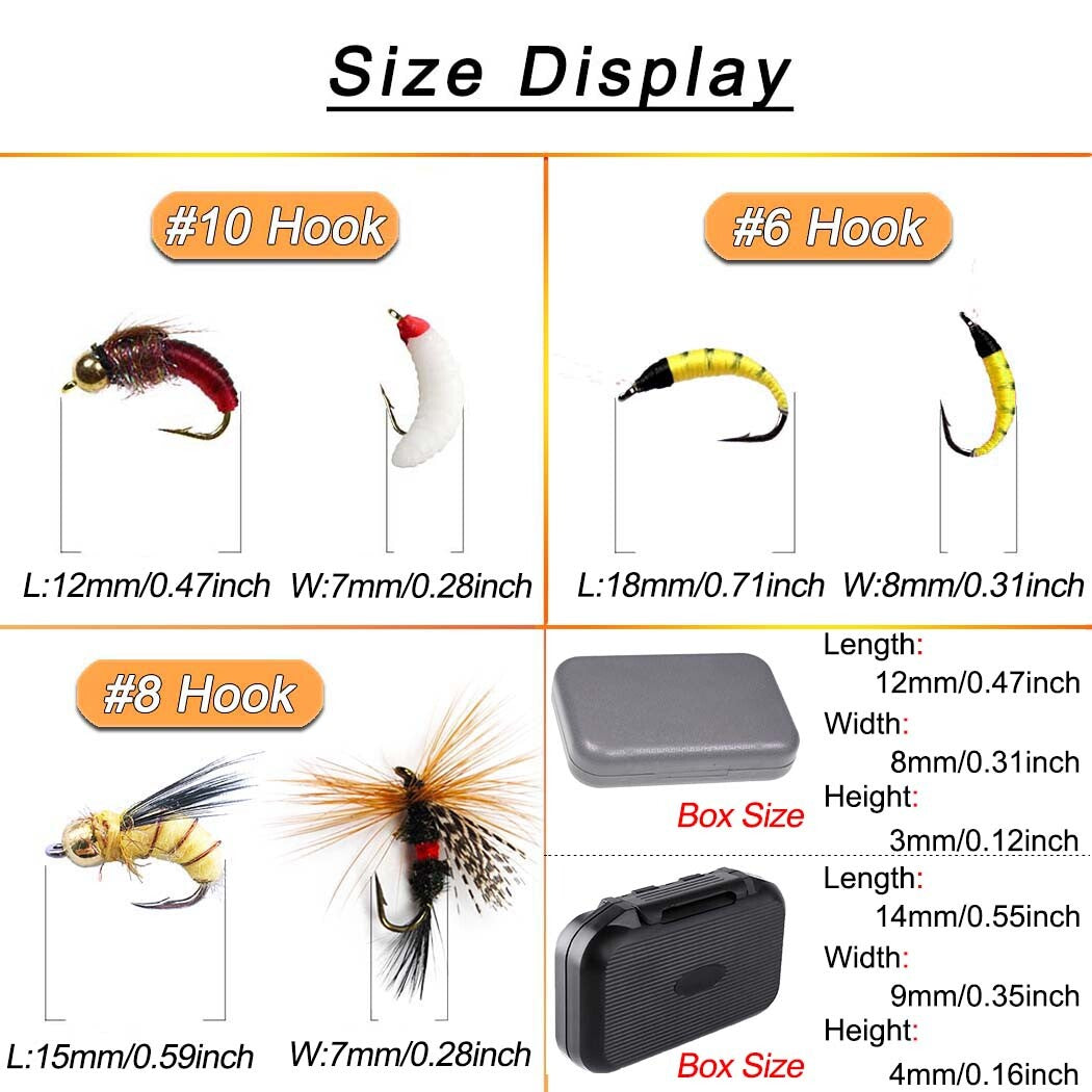 Fly Fishing Flies Collection Kit - Multiple Styles and Sizes for Trout & More