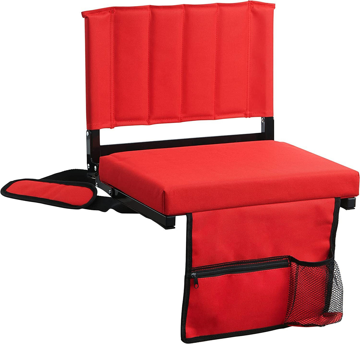 Padded Stadium Seat with Back Support, Cup Holder, Shoulder Strap