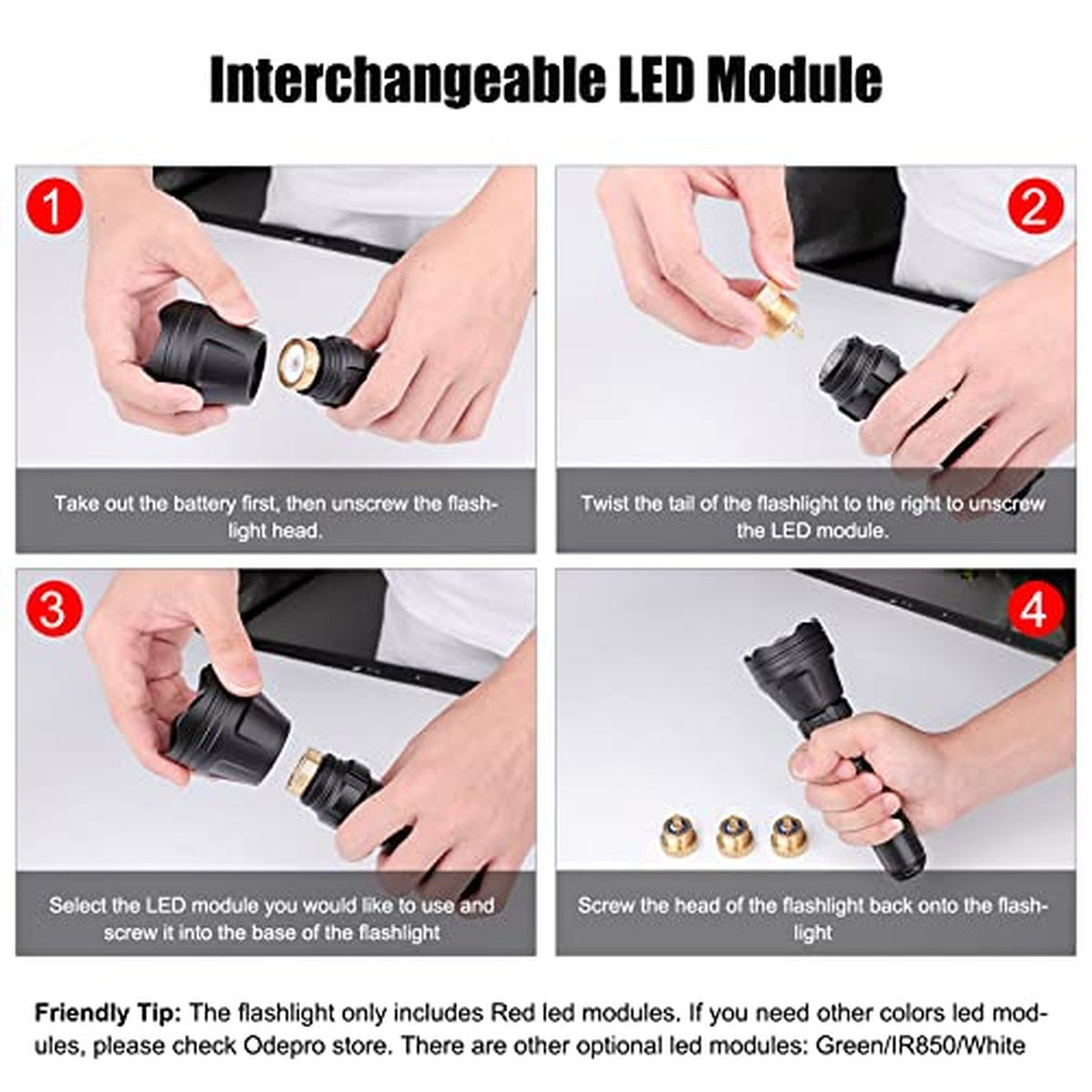 Long Range Red Light Flashlight for Night Hunting - Zoomable, Weatherproof LED