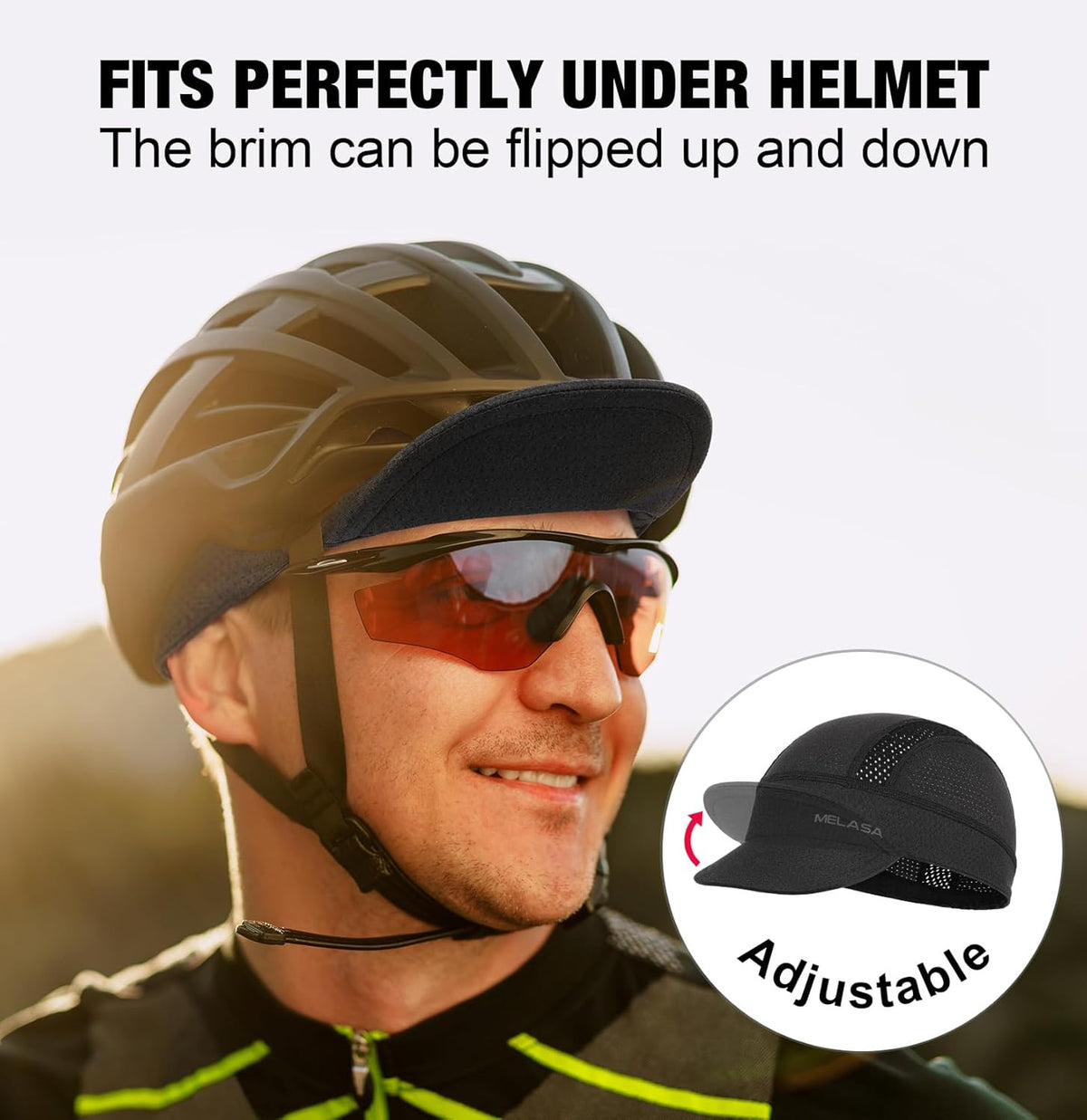 Cycling Cap with Sun Visor and Breathable Mesh - Reversible Sun Protection Helmet Liner