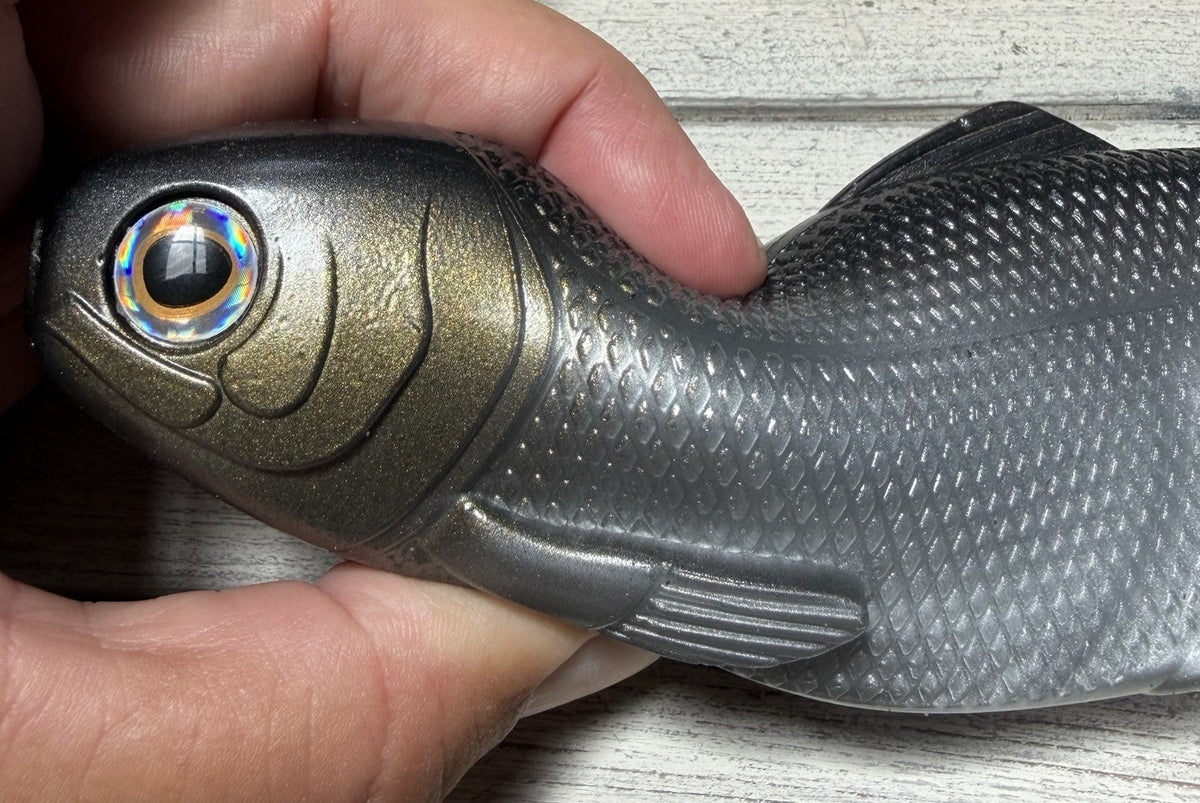 10-Inch Weedless Swimbait - Dark Gizzard Shad Soft Plastic Fishing Lure