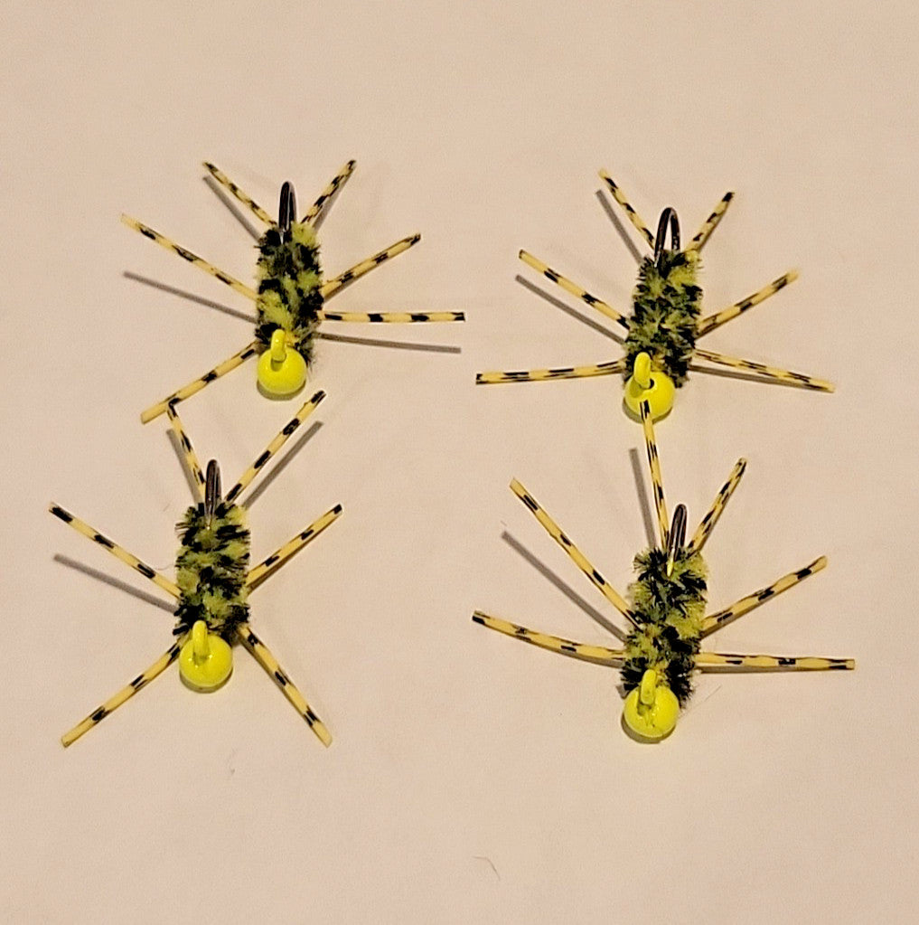 1/64 Oz Hand Tied Bluegill & Panfish Flies Jigs - Chartreuse & Black