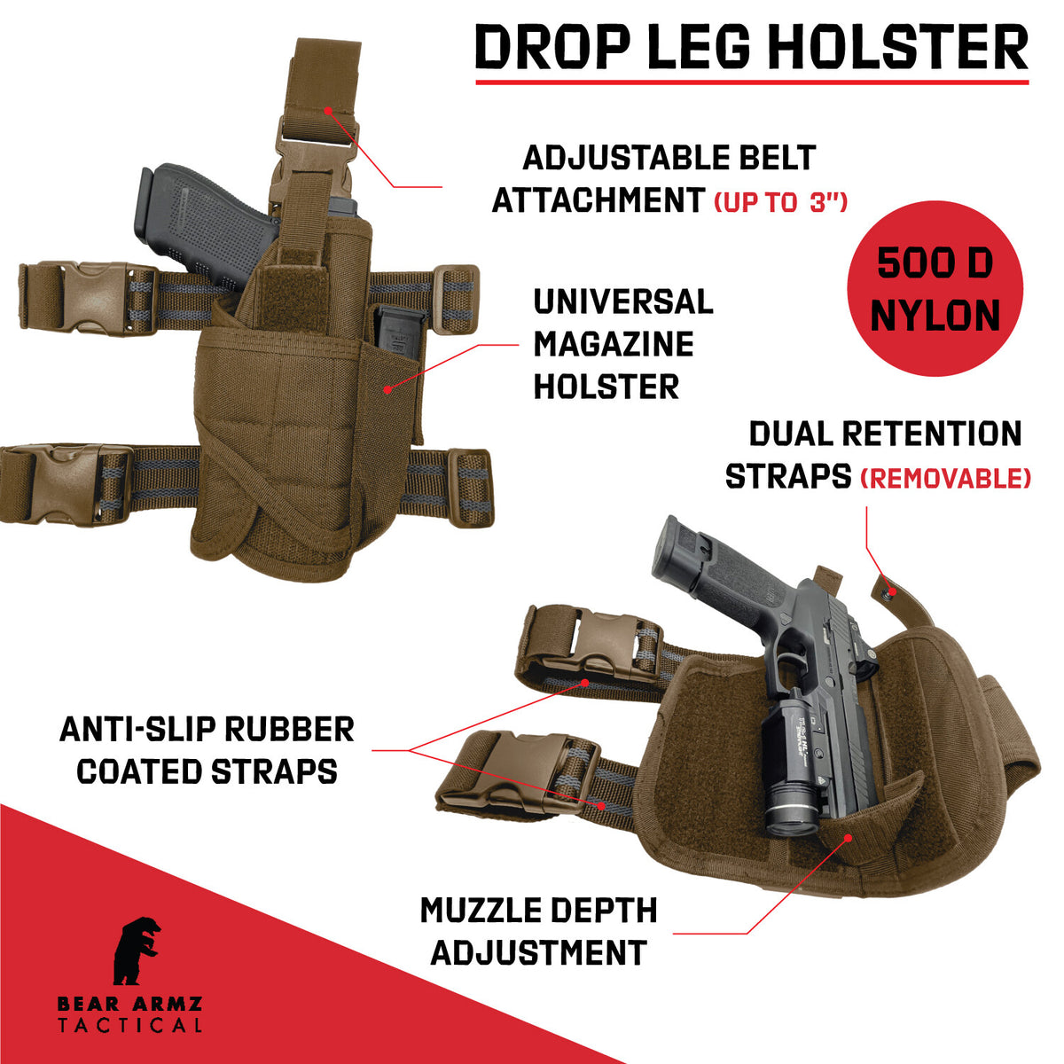 Universal Drop Leg Holster with Adjustable Thigh Gun Holder for Any Pistol