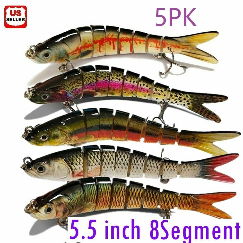 5PCS Lifelike Fish Lure with Treble Hooks - Bionic Bait for Freshwater & Saltwater Fishing