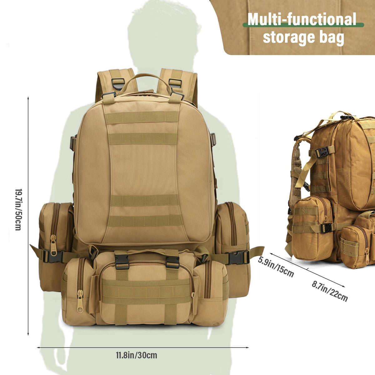 75L Waterproof Military Tactical Backpack for Camping Hiking Men