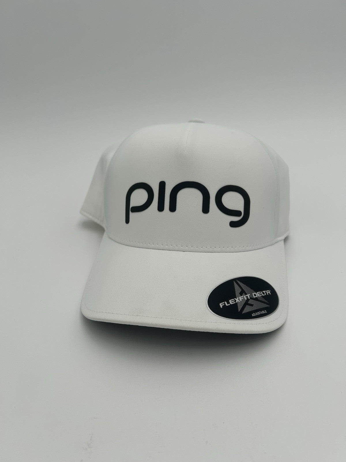 Men's Golf Hat Flexfit Delta Adjustable Strap White Lightweight Cap