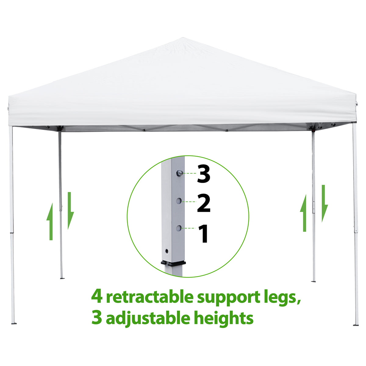 10x10 Pop Up Canopy Tent with Adjustable Height & Wheeled Carry Bag