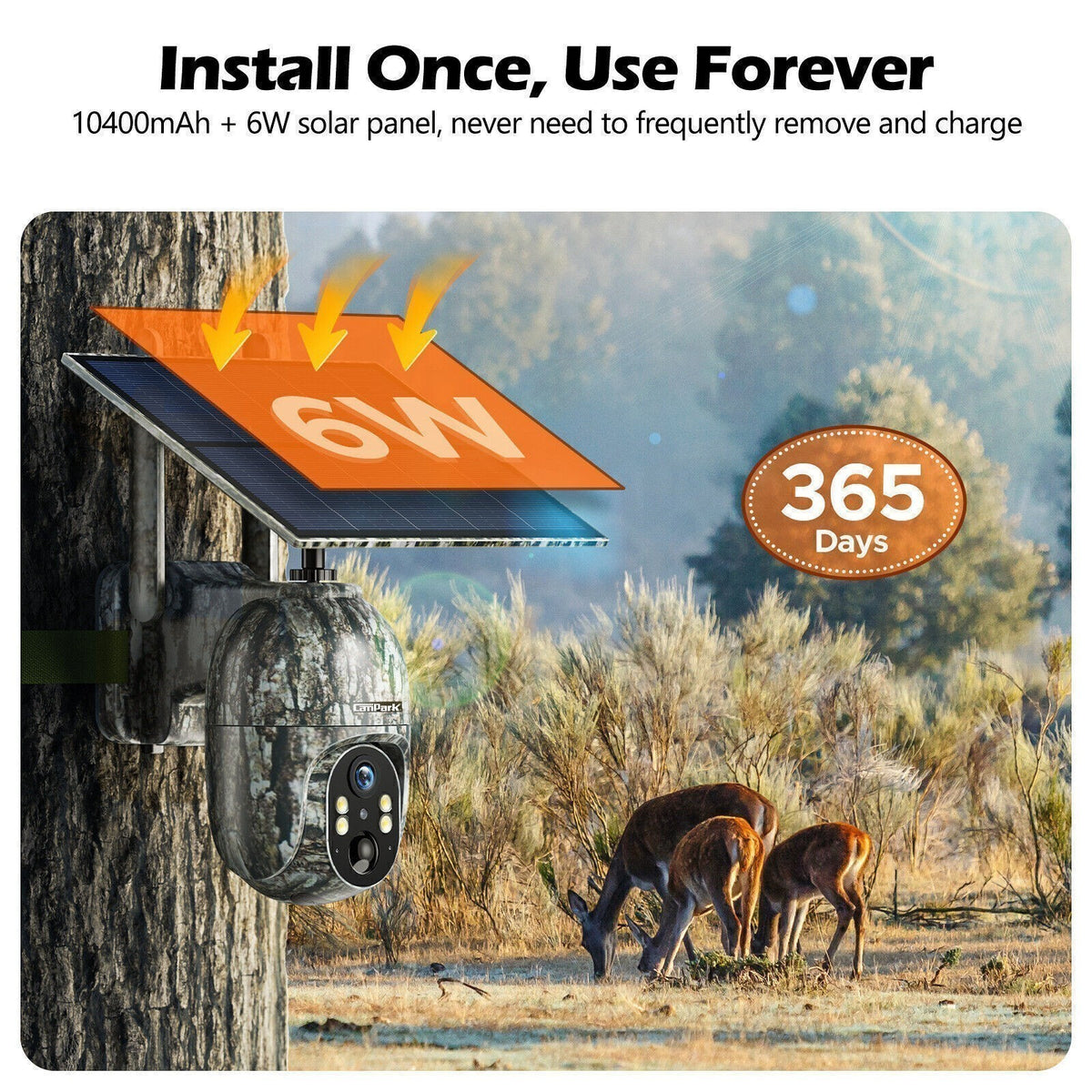 Solar Powered 4G LTE Trail Camera with Night Vision & SIM Card - 2 Pack