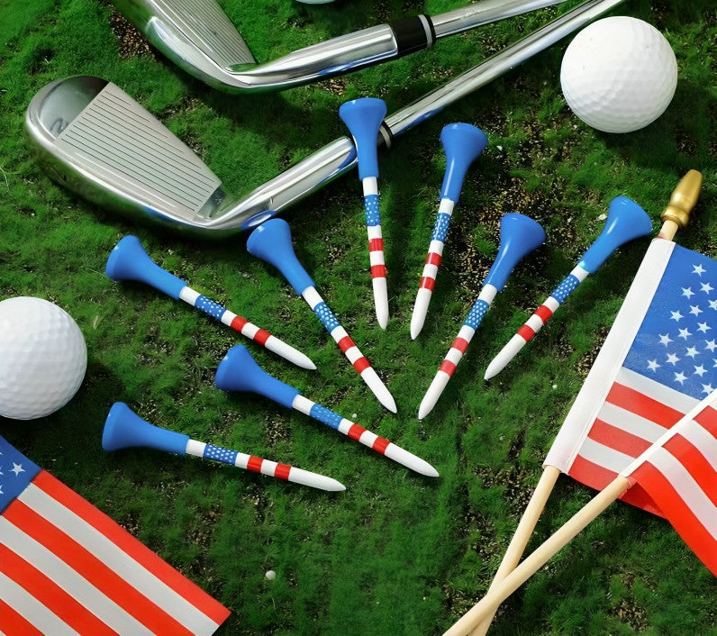 Unbreakable American Flag Golf Tees - 50 Pack 3¼ Inches for Drivers & Long Shots