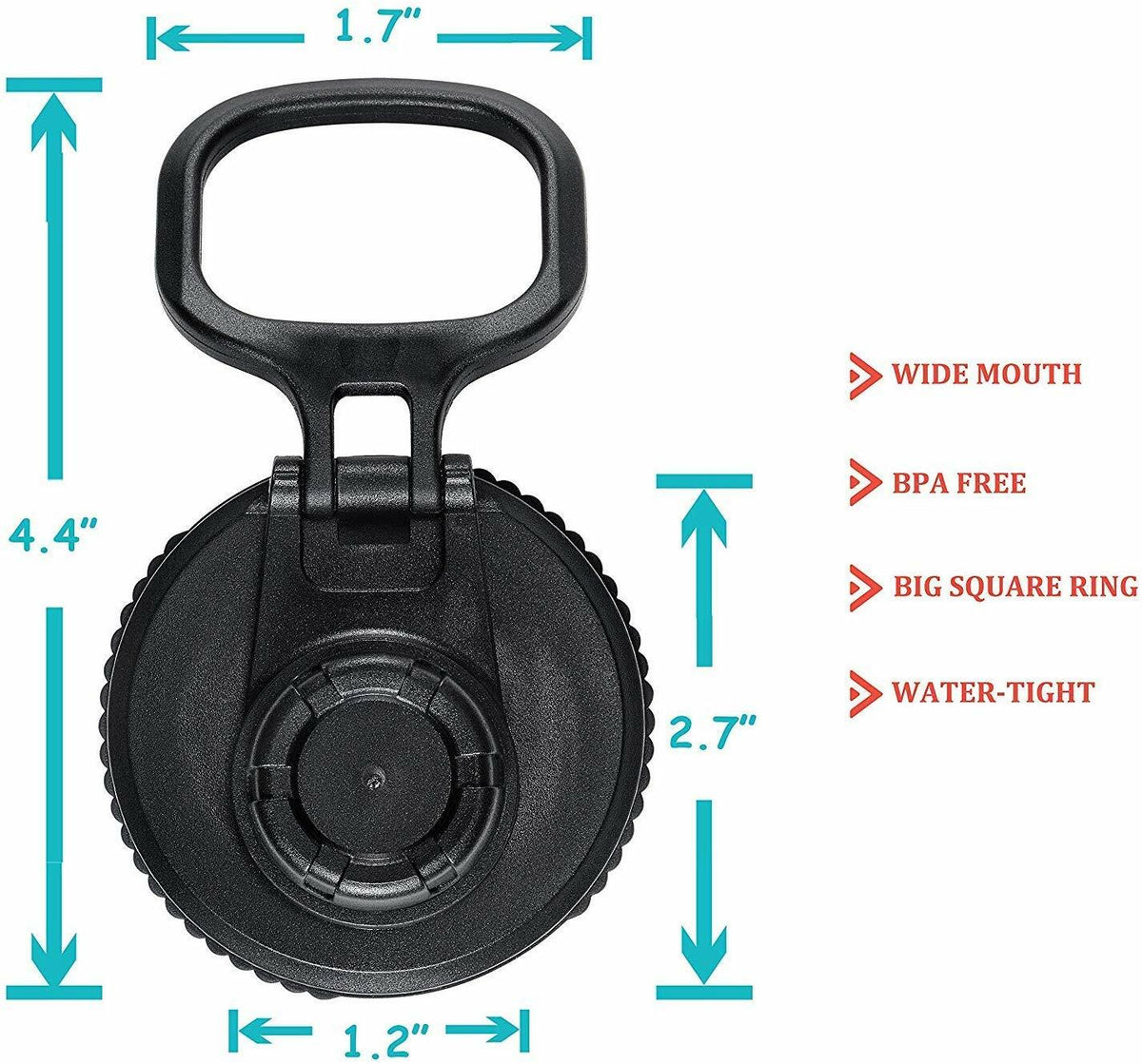 Replacement Twist Lid for Hydro Flask Wide Mouth Water Bottle - Black
