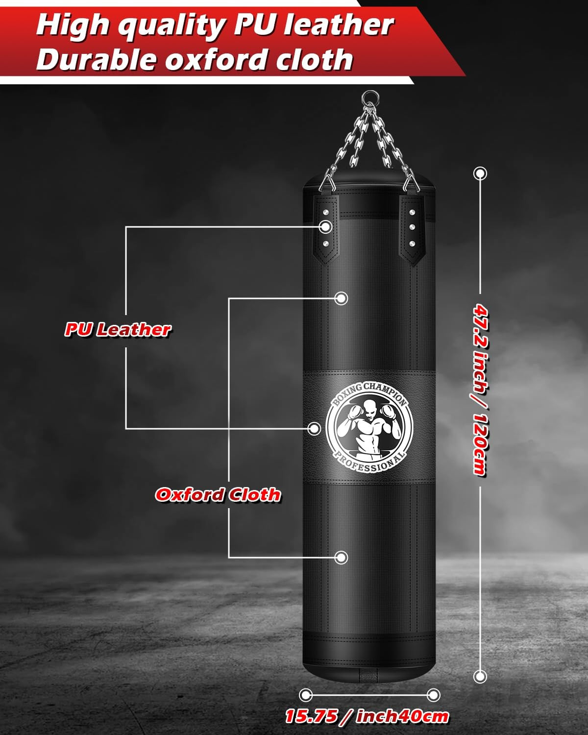 4FT Heavy Punching Bag for Adults with Accessories Set - Unfilled Oxford Boxing Equipment