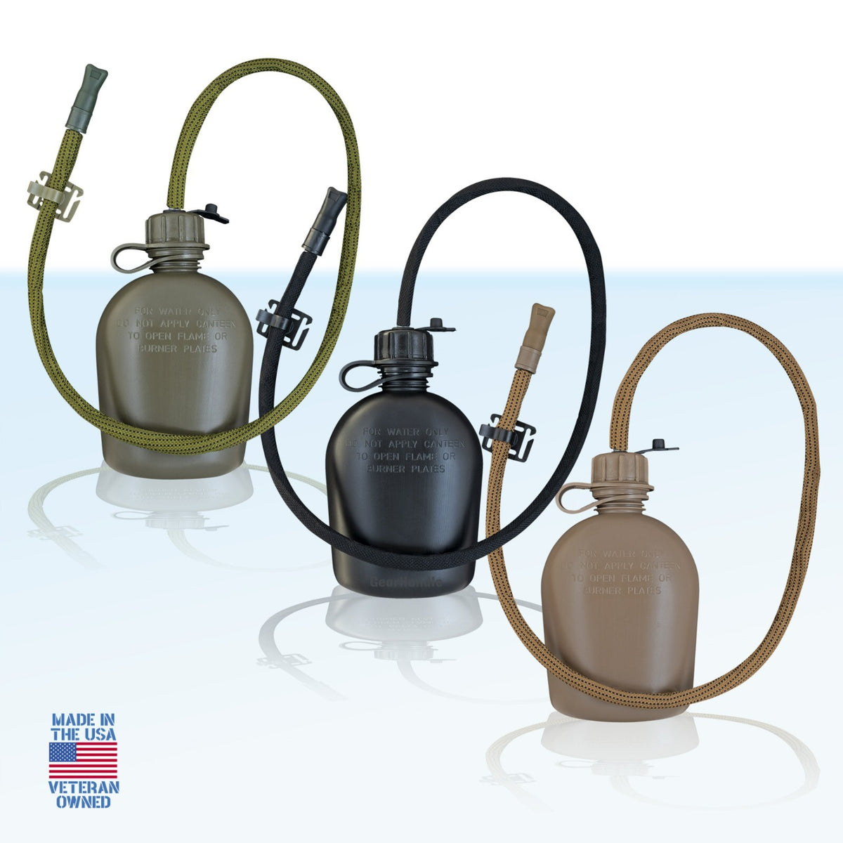 Military 1 Quart Canteen with Hydration Drink Tube Kit – Tactical Water Bottle