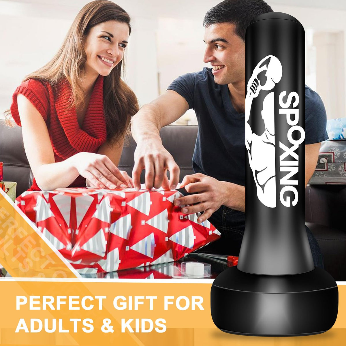 70-Inch Freestanding Punching Bag for Adult Boxing & Martial Arts Training, Black