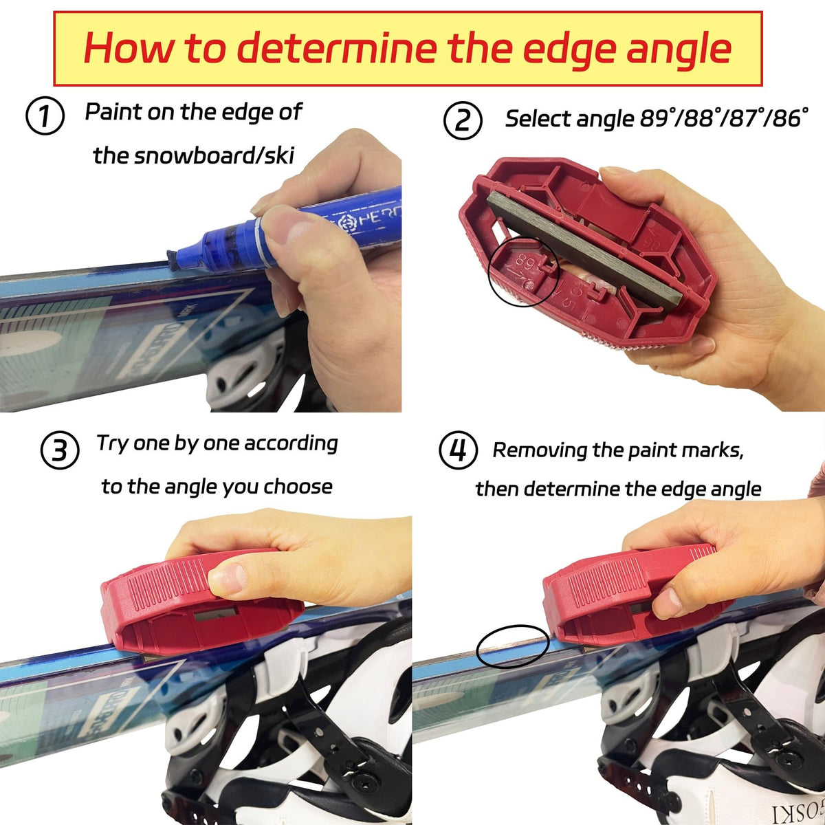 Ski Edge Bevel Tuning Kit with Sharpener, Diamonds, Gummi Stone
