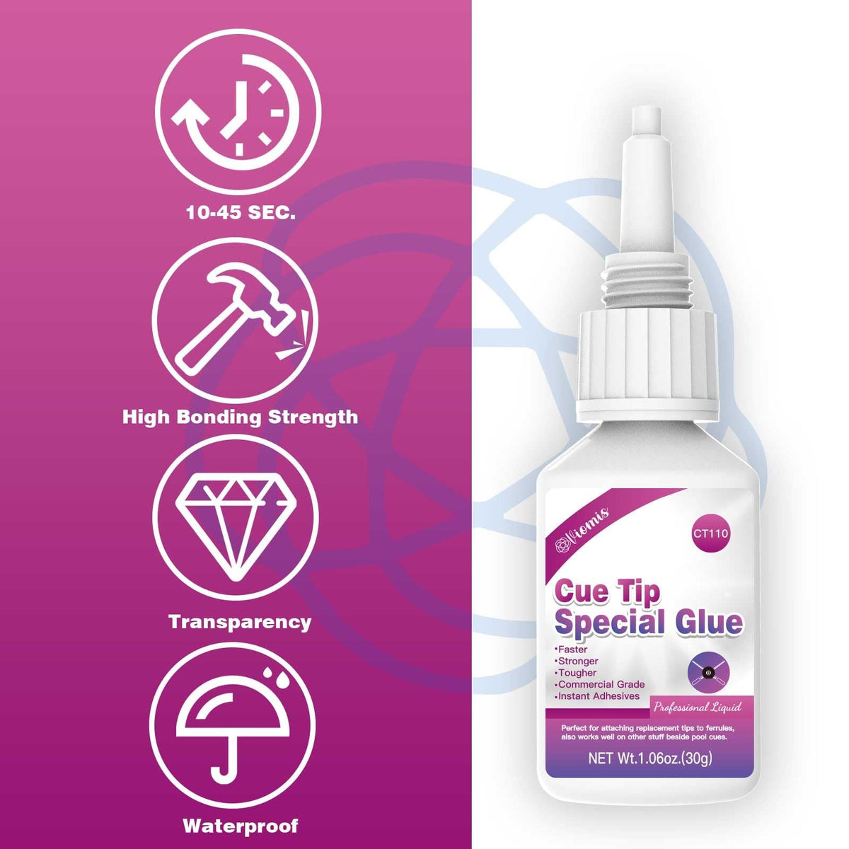 30ml Pool Cue Tip Glue - Quick-Drying Billiard Tip Adhesive