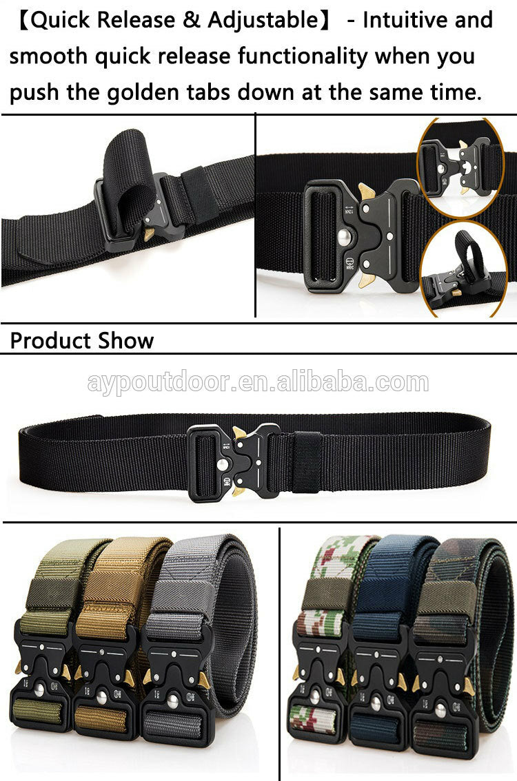 Heavy Duty Tactical Belt with Quick-Release Buckle for Outdoor Activities