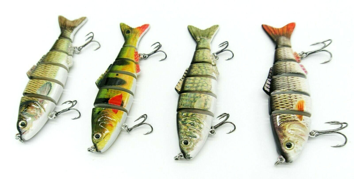 Jointed Fishing Lure Set - 4 Pack Multi-Segment Swimbaits for Fresh & Saltwater