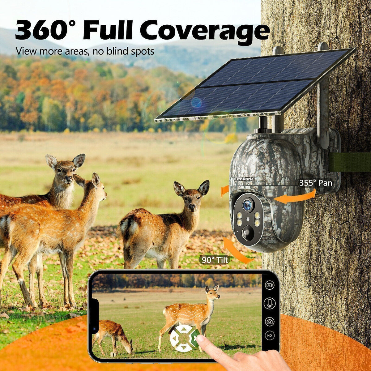 Solar Powered 4G LTE Trail Camera with Night Vision & SIM Card - 2 Pack