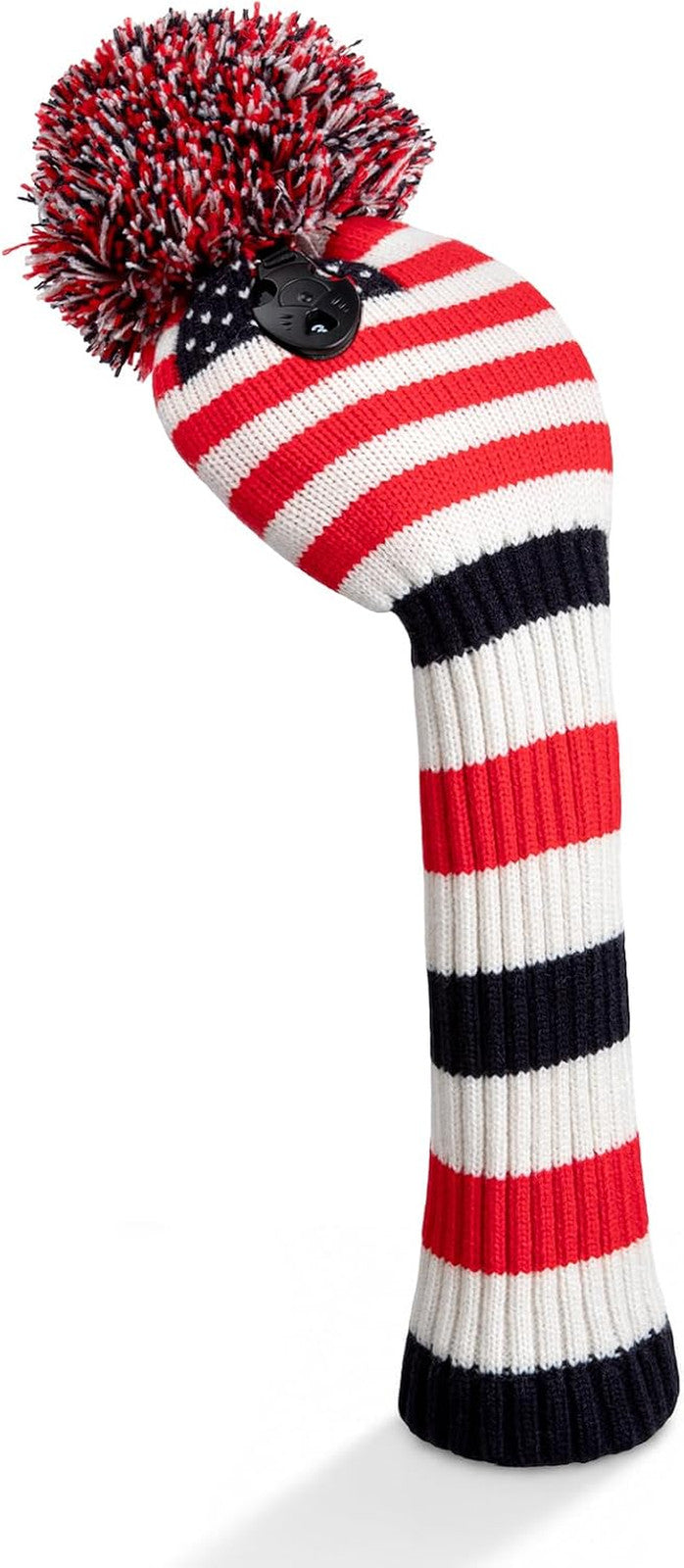 Vintage U.S.A Patriotic Knit Golf Headcover with Pom Pom - Fits Most Drivers & Fairways