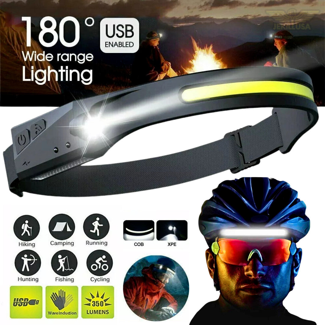 Rechargeable LED Headlamp Waterproof USB Cycling Headlight Multi-Use