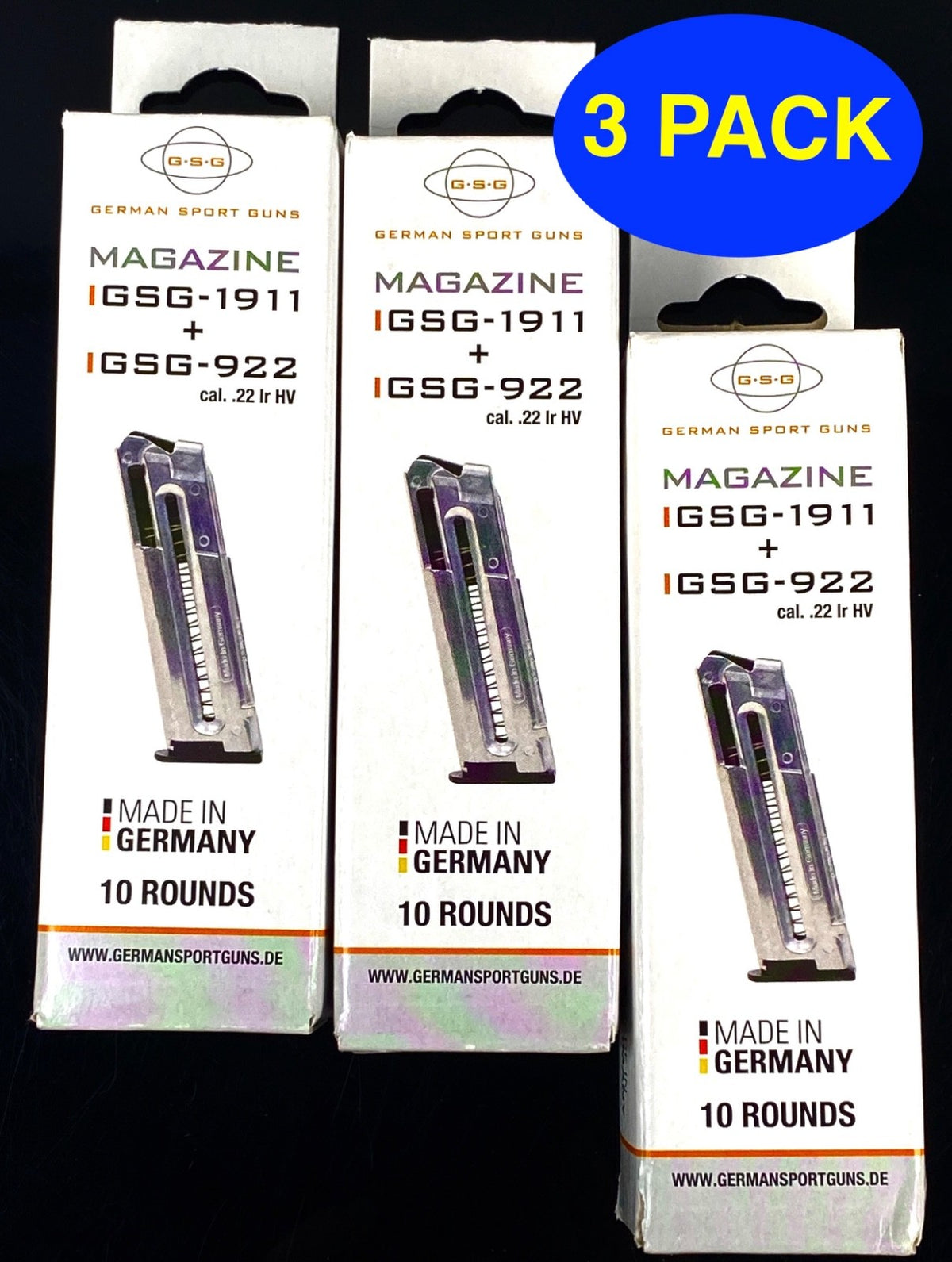 ATI 22 LR Magazine 10 Rounds for GSG 1911 922 & Sig Sauer Pistols - 3 Pack