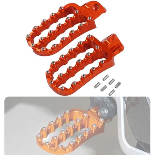 Orange Wide Rider Foot Pegs for KTM Adventure & Dirt Bikes - Aluminum Footrests